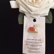 BEST MOM ANGEL PIN WORLD'S BEST WITH A THOUGHTFUL MESSAGE THE CAT'S MEOW