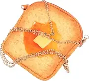 [DEARMAMY] Toast Messenger Bag Small Shoulder Bag Homemade Devil Handbag Chain for Wallet Small Cool Bag Clutch Cute Tote Large Bread Bags Toast Shape Chain Purse Toast Handbag Lid Yellow
