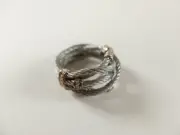 BOTTEGA VENETA Cord twisted silver ring with zirconia crystals 7 US / 15 IT NWT