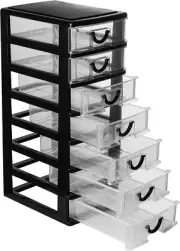 Mini Plastic Drawers Organizer, 7.1"Cx5.1"X13.2" Small Storage Drawers Container