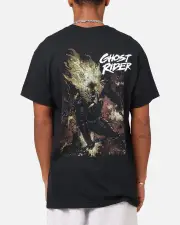 [GOAT CREW] Goat Crew Marvel Ghost Rider Fire T-shirt Black - Size M M Black