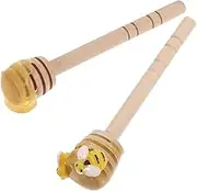 DINHEAROM 2Pcs Wooden Honey Stir Sticks Mini Honey Wands for Coffee Jam Wine and Tiered Tray Decorations Versatile Kitchen Accessory for Efficient Mixing and Stirring
