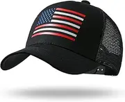 [RONGJUN] American Flag Trucker Hat - Snapback Hat, Baseball Cap for Men Women - Breathable Mesh Side, Adjustable Fit - for Casual Wear