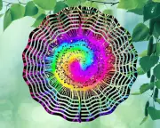 10" Neon Tie Dye Flower Swirl Hanging Wind Spinner Yard Decor 3D Kinetic rws-006