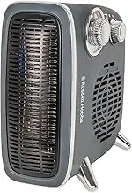 Russell Hobbs 1800W/1.8KW Electric Heater, Retro Horizontal/Vertical Fan Heater in Grey with Adjustable Thermostat, 2 Heat Settings, 20m² Room Size, Dial Control, RHRETHFH1001G with 2 Year Guarantee