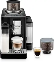 [De'Longhi] Rivelia Fully Automatic Coffee Machine EXAM440.55.B, Bean Adapt Technology, Interchangeable Bean Hopper, Automatic Milk Frother, 16 Recipes, Colour Touch Display, Black