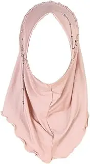 [Generic] Women Plain Muslim Hijab Rhinestone Flower One piece Hijab with Chain Muslim Instant Turban Easy to Put on