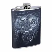 Monster Attack Alien Em1 Flask 8oz Stainless Steel Hip Drinking Whiskey