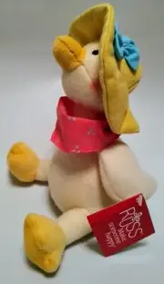 Russ Yellow Duck W/ Yellow Hat Plush Stuffed Toy 8" Sitting #27914 New w/ Tags