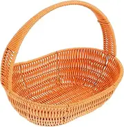 GREENADSCAPE Rustic Farmhouse Woven Flower Basket Multi Use Decorative Storage Basket for Flowers and Picnic Handheld Imitation Rattan Design for Home Decor and Organizing