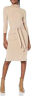 [Cable Stitch] Women's Turtleneck Ribbed Sweater Dress
