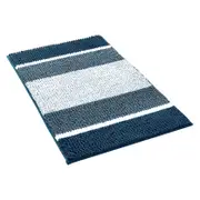 Barelli 80cm x 50cm Chenille Blue Two Tone Non-Slip Bath Mat