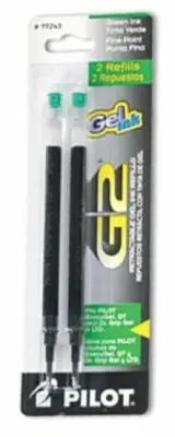 Pilot G2 Gel Pen Refills in Green - Fine Point - NEW - P77243 - Made in Japan