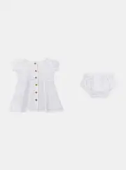 GUESS White Sangallo Dress and Bloomers Set Size: 3/6M, Cotton