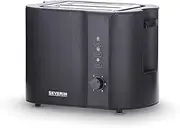 [SEVERIN] Automatic Toaster with 2 Toast Slots, Toaster with Bun Attachment, Stainless Steel Toaster for Toasting, Defrosting and Heating, 800 W, Matte Black, AT 9552, 19.5