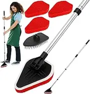 2 in 1 Scrub Cleaning Brushes, Tub Tile Scrubber Brush with Long Handle Extendable Multifunctional Tub Tile Scrubber Brush Triangle Cleaning Brush with Long Handle for Bathroom Bathtub Kitchen