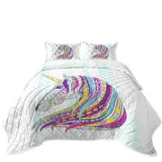 Colorful Unicorn Drawing Coverlet