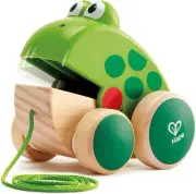 Hape Frog Pull-Along | Wooden Fly Eating Pull Toddler Toy, Bright Colors