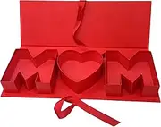 Mom Flower Box, Empty Mom Flower Gift Box Letter Shaped Cardboard Fillable Chocolate Gifts Packaging for Mothers Valentine Birthday