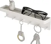 Coat Hanger with Shelf,Garage Storage Hooks Wall Mount | No-Punch Bathroom Towel Organizer for Hardware, Keychain, Keys