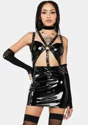 [HOROSCOPEZ] Onyx Prove Me Wrong Vinyl Mini Dress