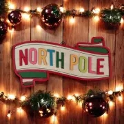 Christmas North Pole Wood Rustic Vintage Banner Sign Wall Decor