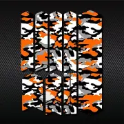 ORANGE CAMO Bike Frame Fork Guard Decals Stickers Mountain Bicycle MTB Protector