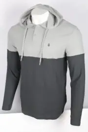 Volcom Men's Thermal Hoodie Henley Nunez Colorblocked Medium Asphalt Black