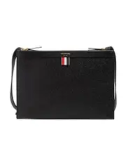Thom Browne Logo Printed Pebbled Crossbody Bag One size black