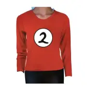 Dr. Seuss Kids Cat In The Hat Thing 2 Long Sleeve Red Top Party Costume Book ...