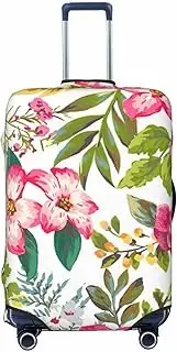 [CADREWY] Hibiscus Flowers Print Travel Suitcase Cover Luggage Protector with Elastic Anti Scratch for Carry On, Black, Small