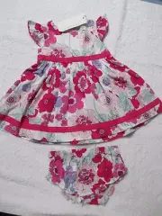 PUMPKIN PATCH BABY GIRLS DRESS & KNICKERS VIBRANT POPPY FLOWERS 0 -3 mths BNWT