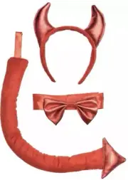 Sexy Devil Horns Tail & Bow Tie Costume Halloween Dress Up Party Accessory Kit
