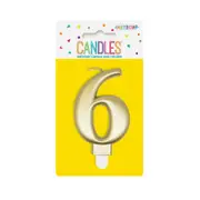 Metallic Gold No. 6 Numeral Candle
