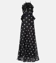 [Zimmermann] Zimmermann Crush polka-dot ruffled linen and silk gown AU 14 black