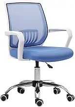 Classic Office Chair Mesh Back Swivel Office Chair Conference Room Chair with Lumbar Support and Fixed Armrests Desk Task Chair(Blue)