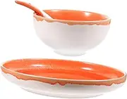 SECFOU 1 Set Ceramic Dinnerware Set of Unique Party Tableware Kit with Soup Bowl Serving Plate Vintage Design for Home Restaurant Hotel Use Elegant