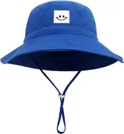 Malaxlx Baby Kids Bucket Sun Hat Toddler Smile Face Wide Brim Summer Outdoor Bea