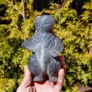 6in XL 1.9lb Agate Geode Carved Crystal Bear