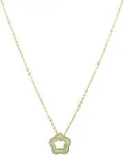[Moonffay] Women's Gold Plated Green Jade Crystal Stone Pendant Necklace, Dainty Star Flower Donut Choker for Teen Girls Gifts Jewelry 16 inches Chain