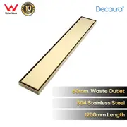 Decaura Shower Drain Grate Linear Floor Waste Tile Insert Brushed Gold 1200mm