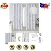 Palm Tree Print Room Darkening Curtains - Set of 2, 52W x 72L, Greyish White