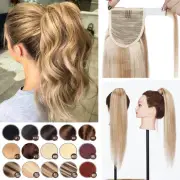 Russian Remy Human Hair Wrap Around Ponytail Extension Clip in Blonde Thick Weft