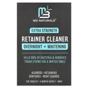M3 Naturals, Retainer Cleaner, Overnight + Whitening, Extra Strength, Mint, 120 Tablets