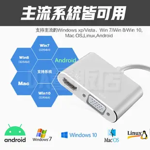 Type-C 轉 HDMI VGA 影音分享器 手機轉電視 4K 電視線 同屏器 電視棒 影音轉接 隨插即用