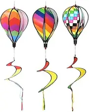 RORPOIR 3pcs Colorful Wind Stripe Ornament Hanging Wind Windmills Air Balloon Windsock Hot Air Balloon Wind Outdoor Hot Air Balloon Hanging Decor to Rotate Cloth Accessories Spiral