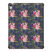 iPad Air 13-inch (M2/M3) iPad Impact Case Watercolor botanic navy blue pink green peonies floral