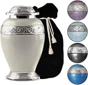 Pearl White Adult Memorial Urn for Human Ashes - for Mom, Dad, Husband or Wife - Matching Keepsake Available, Several Color Choices - Funeral Cremation