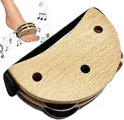 Standing Tambourine - Standing Rattle - Portable Percussion Standing Tambourine - Musical Instrument with Elastic Strap, Standing Percussion with Metal Bell for Guitar and Drums