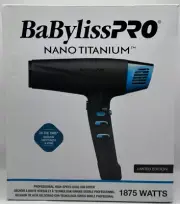 BabylissPRO Nano Titanium Hair Dryer, Professional 1875-Watt Blow Dryer, Ionic